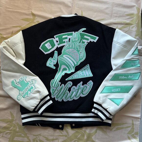 Crocodile Wool Leather Varsity Jacket - Picture 12 of 12